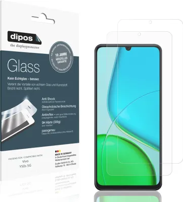 Produktbild von 2x Schutzfolie für Vivo Y50s 5G matt - Anti-Shock 9H Folie dipos Glass Kunststoffglas