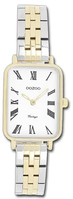 Immagine prodotto di Oozou, orologio da polso vintage, serie Damenuhr, cinturino in metallo argento e oro, movimento al quarzo, display analogico, modello D3UOC20411