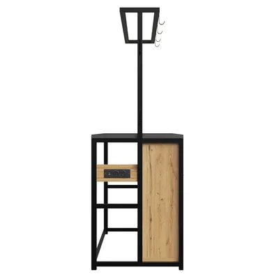 Produktbild von Flieks Küchenschrank mit Arbeitsplatte & Stromanschluss, Kücheninselschrank mit Hängeregal, Sideboard 107x62x183cm, Holz