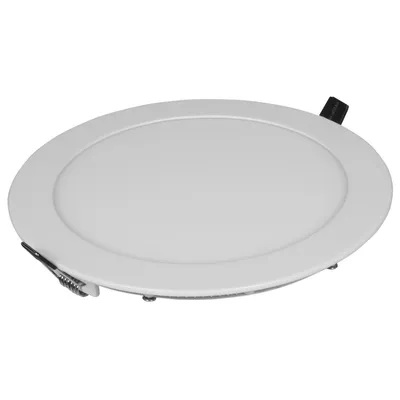 A white LED panel light is shown from a slightly elevated side angle against a white background.
