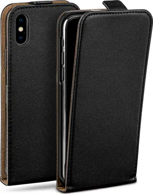 Produktbild von moex® Flip Case kompatibel mit Apple iPhone X / iPhone XS - Hülle mit 360 Grad Schutz, Schwarz