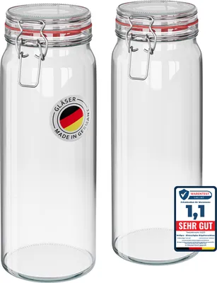 Produktbild von WELLGRO Einmachgläser mit Bügelverschluss rund 2160ml - Vorratsgläser