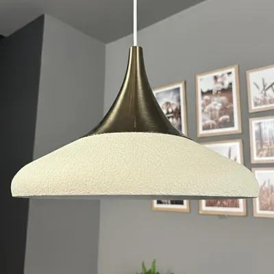 Produktbild von bamyum Hängelampe Paladin Weiß Metall Ø35cm, Lampenschirm Wohnzimmer Industrial Vintage, Pendelleuchte Esstisch, Küchenlampe Hängend