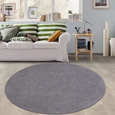 Produktbild von Famanu Runde Waschbare Teppich Grau - 120 x 120 cm