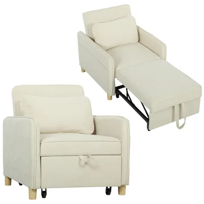 Produktbild von HOMCOM Schlafsessel 3 in 1 Umwandelbarer Sessel mit Bettfunktion, Beige