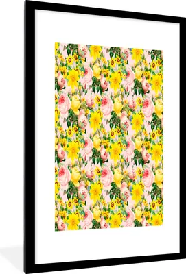 Produktbild von MuchoWow® MuchoWow® Gerahmtes Poster Blumen - Rosen - Farben 60x90 cm - Poster mit zchwarzem Bilderrahmen - Dekoration - Wandposter Wohnzimmer - Hochwertig