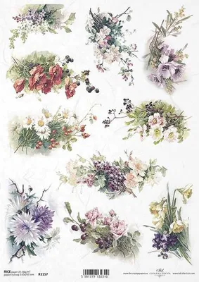 Produktbild von ITD Reispapier Decoupage Bastelpapier Serviettentechnik, R1157 Blumen
