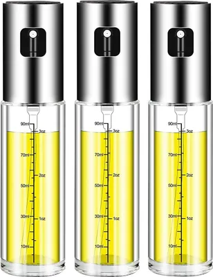 Produktbild von 3 Stück Oil Sprayer Olivenöl Sprüher, 100ml Oil Spray Bottle Oil Sprayer Transparent Öl Sprayer Essig Spritzer Ölspender mit Skala