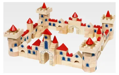 Produktbild von Großer Schlossbaukasten aus Holz mit 145 Teilen – Konstruktionsspielzeug zur Förderung der Feinmotorik