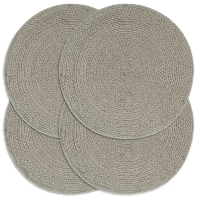 Image de vidaXL Sets de table 4 pcs. Gris 38 cm Rond Coton