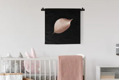Produktbild von MuchoWow® Wandteppich Wandbehang Gold - Rosa - Blatt 60x60 cm Tapisserie Dekoration Wandtuch - Dekorationen - Wand Decke