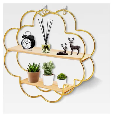 Produktbild von Wandregale aus Holz für Badezimmer, rustikale Küchenregale, Blumenregal mit Metallrahmen für Schlafzimmer, Wohnzimmer und Büro