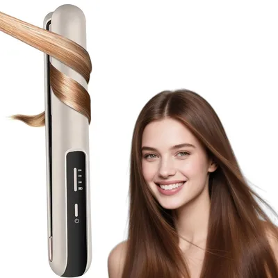 Produktbild von Kabelloser 2-in-1 Haarglätter&Lockenstab,3 Heizstufen 160–200 °C, 4800 mAh Akku,3 Sek.Schnellaufheizung,keramische Platten,tragbar für alle Haartypen