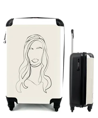 Produktbild von MuchoWow® Koffer Handgepäck Trolley Rollkoffer Kleine Reisekoffer mit 4 Rollen - Frauen - Zitate - Strichzeichnungen - Text - Cabin Size < 55x40x23 cm & 55x40x20 cm - Fotokoffer - Kabinenkoffer - Boardgepäck - Reise-Box - Reisekoffer - Reisegepäck - Koffer mit Bild - Trolley für Kinder