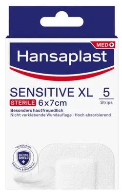 Produktbild von Hansaplast Sensitive XL Steril 6 cm x 7 cm, 5 Stück - B01D5VIN04 | Packung (5 Stück)