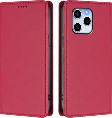 Obrázek produktu pro Kožené pouzdro pro Honor 60 SE, magnetické flipové pouzdro zPolyuretankůže se stojánkem Červená