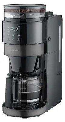 Produktbild von Filterkaffeemaschine mit integriertem Mahlwerk SEVERIN KA4830 AromaOne, mit Perfect Grind Technologie, LED-Touchdisplay, Timer, für 10 Tassen, geeignet für ganze Bohnen und bereits gemahlenen Kaffee, in Schwarz und Edelstahl