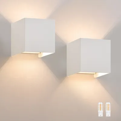 Produktbild von ZMH Led Wandleuchte 2ER Aussen Weiß Wandlampe G9 Warmweiß Modern Up Down IP65 Wasserdicht Außenwandleuchte Einstellbarer Strahl Flurlampe