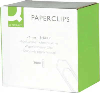 Produktbild von Q-CONNECT - Q-CONNECT papierklemmen, 26 mm, doos van 2000 stuks