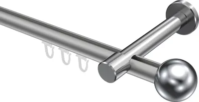 Produktbild von Interdeco Innenlaufstange / Gardinenstange mit Innenlauf Silbergrau / Chrom, Typ Prestige Luino (Kugel), 20 mm Ø 1-läufig, 600 cm