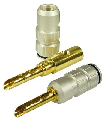 Produktbild von Roter vergoldeter Hülsen-Bananenstecker schraubbar für Kabel bis 6 mm²