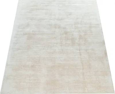 Zdjęcie produktu dla Dywan wiskozowy, jednokolorowy, do salonu, odporny na zabrudzenia, w kolorze kremowym, prostokątny, 120 x 170 cm | 100% wiskoza, spód z bawełny | Wysokość runa: 8 mm | łatwy w pielęgnacji