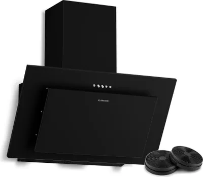 Image de Klarstein Athena Hotte Aspirante 60 cm - Hotte Décorative Inclinée, 404 m³/h, LED, A+++, 3 Vitesses, Filtre Charbon, Silencieuse, Recyclage & Évacuation, Hotte Cuisine Moderne