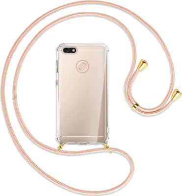 Produktbild von Handykette Backcover-Schutzhülle mit Band (Metall goldfarben) für Huawei P9 lite mini, Y6 Pro 2017 - rose peach