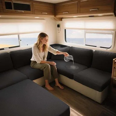 Imagen del producto de Bancos para caravanas, ideales para campistas. Muebles de jacquard resistentes al agua. Protección para muebles. Color , ancho de 65-95 cm, altura de 40-65 cm