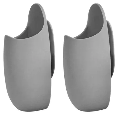 Image de Porte-brosse à dents Lot de 2 à coller en silicone Support mural Porte-brosse à dents Rangement de la brosse à dents , Couleur:Gris