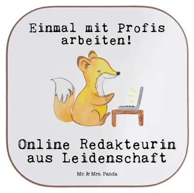 Produktbild von Mr. & Mrs. Panda Untersetzer für Gläser Online Redakteurin Leidenschaft - Weiß - Geschenk, gläseruntersetzer, Glas, Tassenuntersetzer, Coaster, Tischuntersetzer