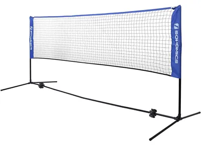 Immagine prodotto di Rete da badminton – Rete da tennis – Altezza regolabile – Struttura in ferro – Borsa per il trasporto – Colori: blu/nero/giallo