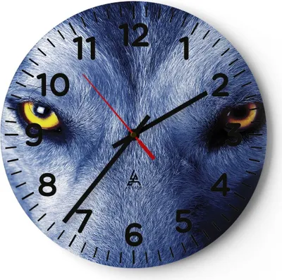Produktbild von Wanduhr - Rund - Glasuhr - Schau der Wolf Augen - 40x40cm - Schleichendes Uhrwerk - Lautlos - zum Aufhängen bereit - Dekoration Modern - Wanddekoration aus Glas - C4AR40x40-4587