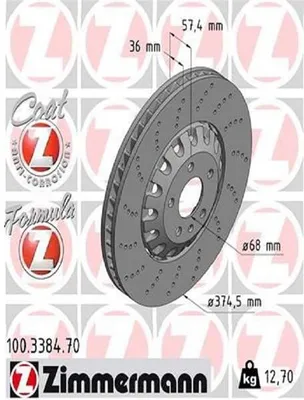 Produktbild von 2x ZIMMERMANN Bremsscheibe 100.3384.70 für AUDI A4 B9 Avant (8W5 8WD) 57mm