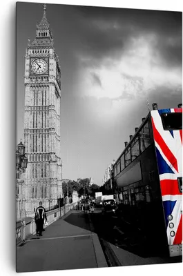 Produktbild von Bild auf Leinwand - Leinwandbild - Einteilig - Bus London Big Ben Gebäude - 70x100cm - Wand Bild - Wanddeko - Wandbilder - Leinwanddruck - Wanddekoration - Leinwand bilder - Wandbild - PA70x100-2670