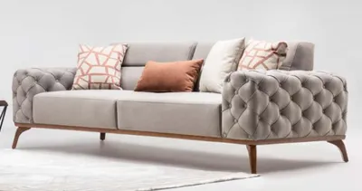 Zdjęcie produktu dla Kanapa tapicerowana sofa 3-osobowa sofa 3-osobowa sofa z tkaniny szara nowoczesna