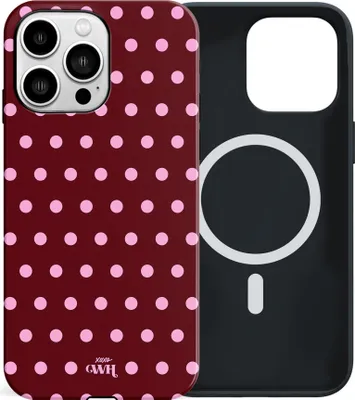 Produktbild von Polka Dots (Burgundy) MagSafe - Double Layer  - Kompatibel mit iPhone 15 Pro Max