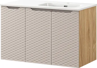 Produktbild von Waschtisch 90cm, Eiche mit beige, OLUO-56-BEIGE