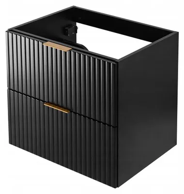 Zdjęcie produktu dla Szafka Łazienkowa Wisząca Pod Umywalkę 60X46 Cm Flisan Czarna Ryflowana