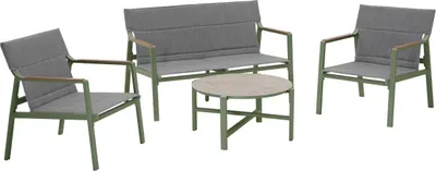 Image de Salon de jardin 4 places en aluminium vert kaki - Oviala Leki