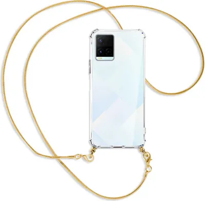 Produktbild von Handykette Backcover-Schutzhülle mit Band (Metall goldfarben) für vivo Y21s (6.51''), Y33s - goldfarbene Kette Snake