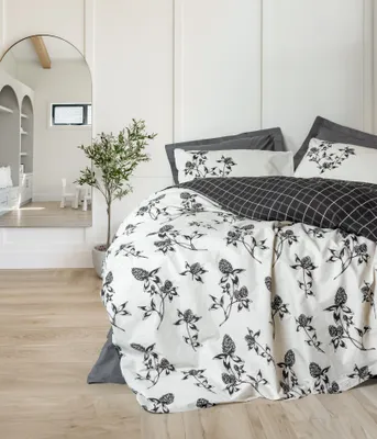 Produktbild von L'Essentiel Linge de Maison, Ranforce King-Size-Bettbezug-Set (FR), Ohia - Anthracite, 100 % BAUMWOLLE RANFORCE, Anthrazit, 240 x 220 cm