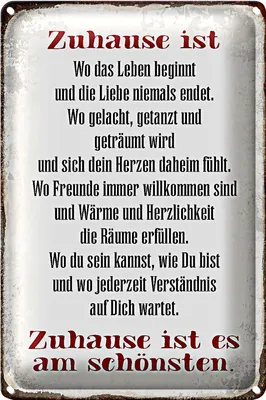 Produktbild von Blechschild Spruch 20x30cm Zuhause ist am schönsten