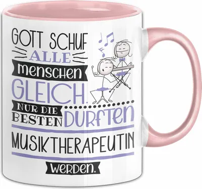 Produktbild von Musiktherapeutin Geschenk Becher Tasse Gott Schuf Alle Menschen Gleich Nur Die Besten Durfeten Musiktherapeutin Werden Geschenkidee Lustig (Rosa)