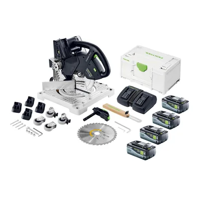 Produktbild von Festool SYMC 70 EB-Basic SYMMETRIC Akku Leistensäge 36 V ( 2 x 18 V ) 216 mm + 4x Akku 8,0 Ah + Doppelladegerät + Systainer