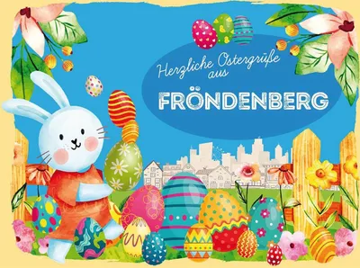Produktbild von vianmo Holzschild 30x40 cm Ostern Ostergrüße FRÖNDENBERG
