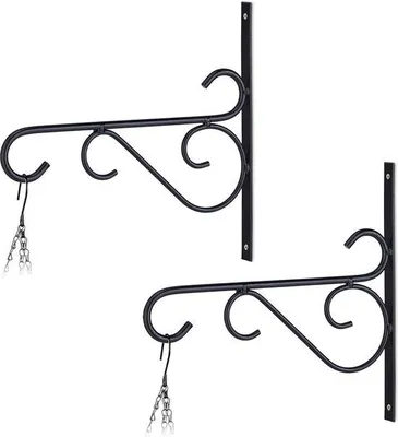 Image de Lot de 2 supports de jardin - 28 x 295 x 2 cm - pour fixation murale - supports à fleurs - acier noir