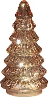 Produktbild von Rosa Glas Weihnachtsbaum 18,5 cm H x 9,5 cm B mit 10 LED, Batteriebetrieb und Timer