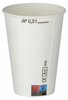 Produktbild von 400x Kaltgetränkebecher Pappbecher weiß mit CE Eichstrich 200 ml