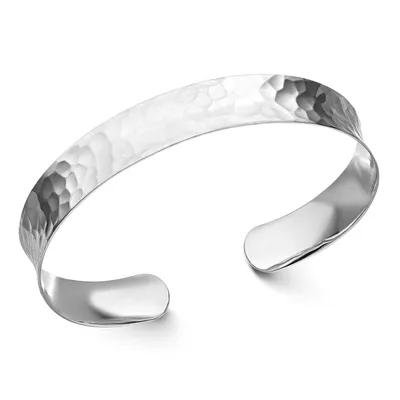 Produktbild von MATERIA by Matthias Damen Armreif Silber 925 breit offen - Armband gehämmert gewölbt inkl. Schmuckbox SA-18